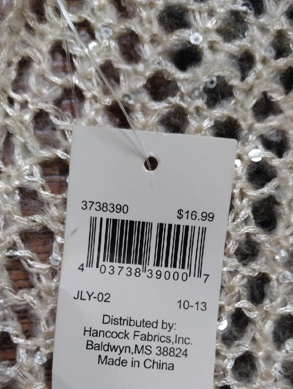 Cream And Sequin Open-Knit Women's Sweater Scarf Wrap - Picture 2 of 7